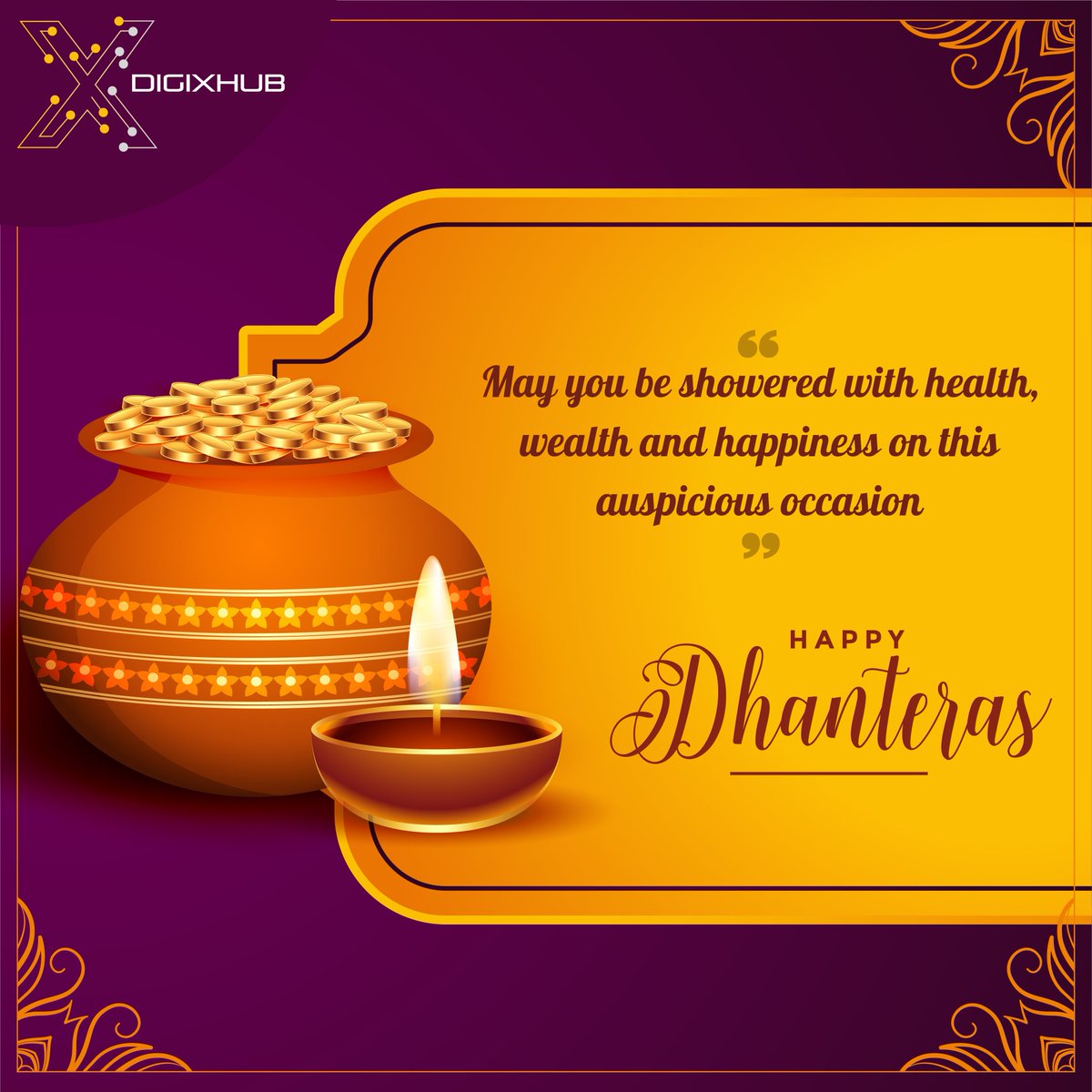 DigixhubSocial's tweet photo. Digixhub Wishes You a Very Happy Dhanteras! 
Let this festival of Dhanteras lighten up new roads to success for you. We wish endless happiness comes at your doorsteps with prosperity and wealth. 
#happydhanteras #Dhanteras #dhanteras2021 #dhanteras2021 #shubdhanteras https://t.co/NyD97mFt4F