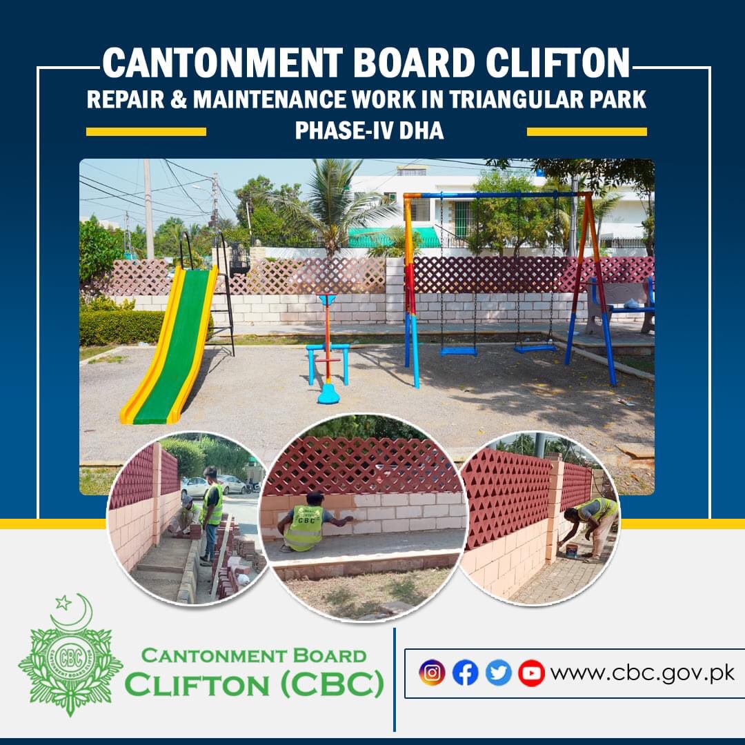 BoardClifton's tweet photo. Repair &amp; Maintenance Work in Triangular Park Phase-IV DHA 
#CBC #cantonmentboardclifton #CBCenginering
#CBCResidents #CBCparks #CBCGarden  #CBCare #CBCCleanGreen #CBCengineering
Facebook @cantonmentboardcliftoncbc
Instagram @cantonmentboardclifton
YouTube @https://buff.ly/3p4jLWI https://t.co/6Fo1VycxFi