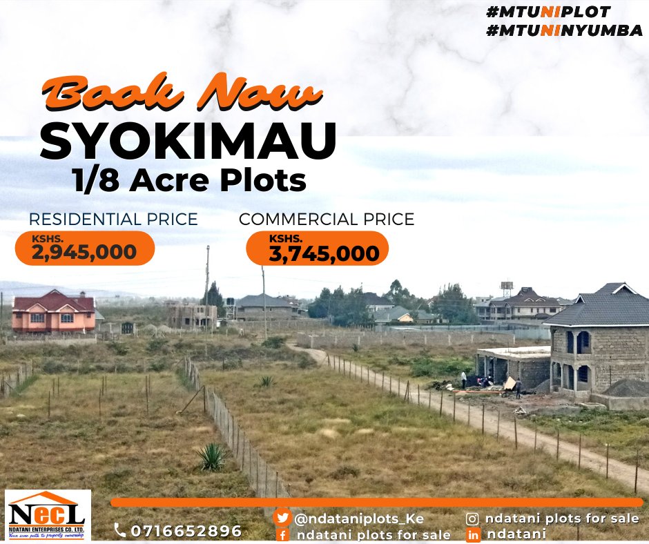 ndataniplots_Ke's tweet photo. There has been a boom in residential property in Syokimau. 
Time to move in, buy a plot and build your dream home at Syokimau https://t.co/sPD0Z8pTVQ
Call 0716652896
#MtuNiPlot #Syokimau https://t.co/hGLvzoOzar