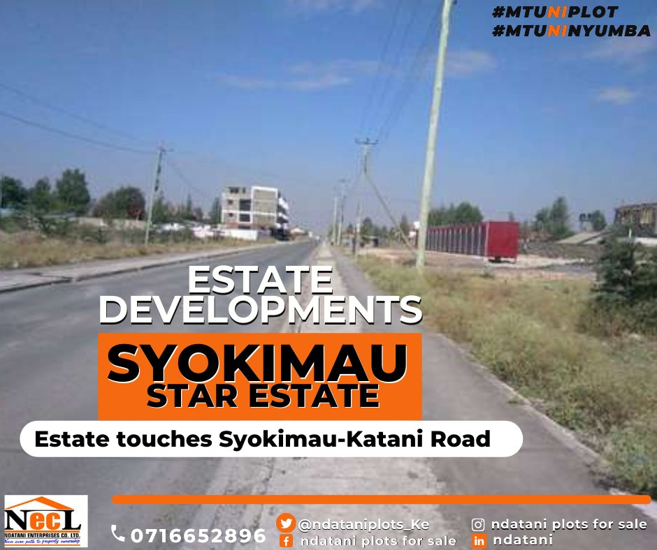 ndataniplots_Ke's tweet photo. There has been a boom in residential property in Syokimau. 
Time to move in, buy a plot and build your dream home at Syokimau https://t.co/sPD0Z8pTVQ
Call 0716652896
#MtuNiPlot #Syokimau https://t.co/hGLvzoOzar