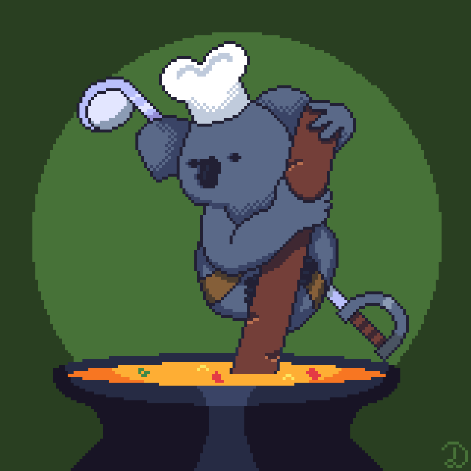 A Koala making a soup, Made for a #Commission, Want custom made #pixelart? DM me and get them made for cheap!

#pixelartist #digitalart #commissionsopen