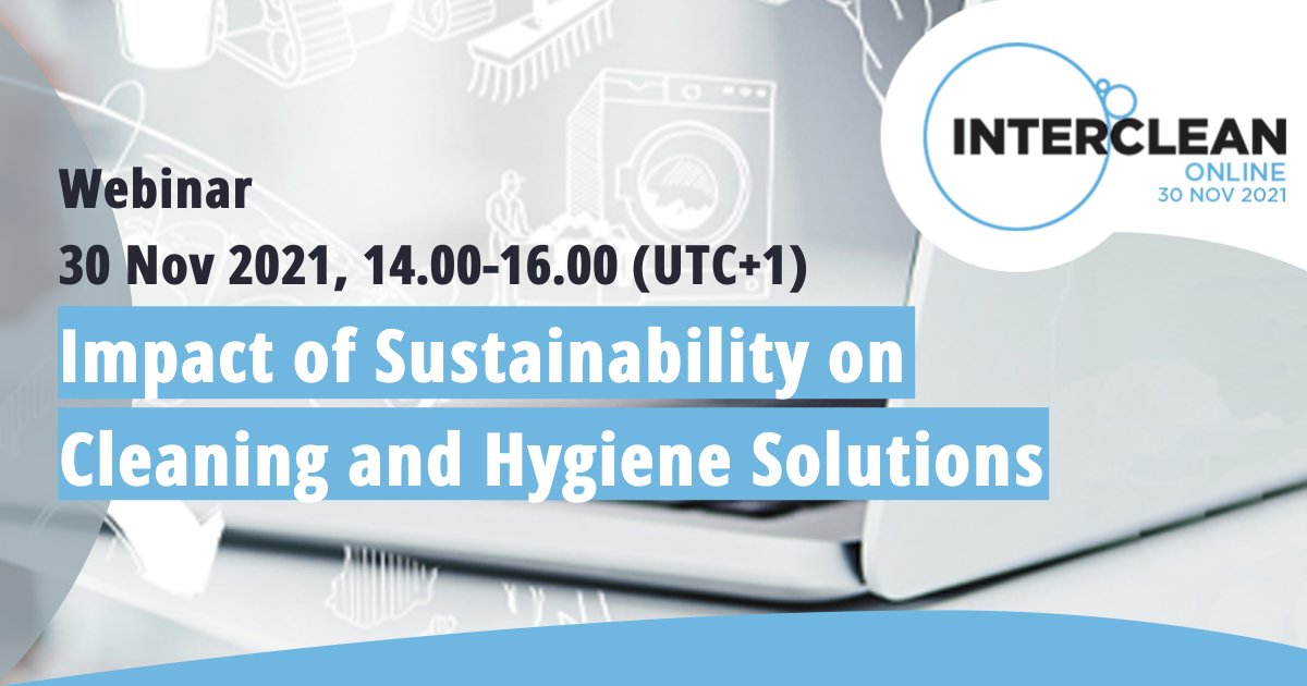 intercleanshow's tweet photo. Are you ready for our next webinar? On 30 November 2021 Interclean Online will bring practical solutions to improve sustainability, help minimise the consumption of resources and generate a positive impact on your business. 🌍

Register here: https://t.co/9M0PwWw3sG

#interclean https://t.co/6uoVINp3dP