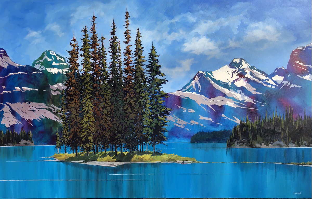 MntGalleries's tweet photo. New painting from BC artist Phillipa Hudson; capturing the mystical beauty of Spirit Island in Jasper National park. 42" x 66" Acrylic on canvas. 'Maligne Lake and Spirit Island'
#TravelAlberta #myjasper #canadianart #jnp #spiritisland https://t.co/2ZbCzQvF3t