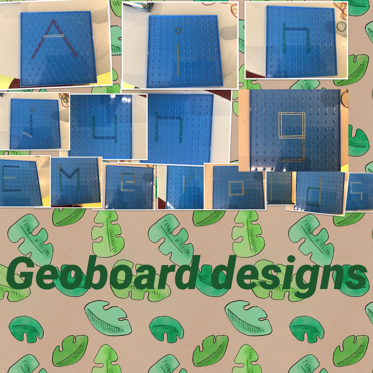 ReptonADMaths's tweet photo. Junior School ECA ‘Artful Maths’. Students used #Geoboards to create a range of designs: pictures, letters, symmetrical shapes - even parabolic curves which they learnt about last week! #primarymaths #geometry #ks2maths https://t.co/AJOnR4XQ2I
