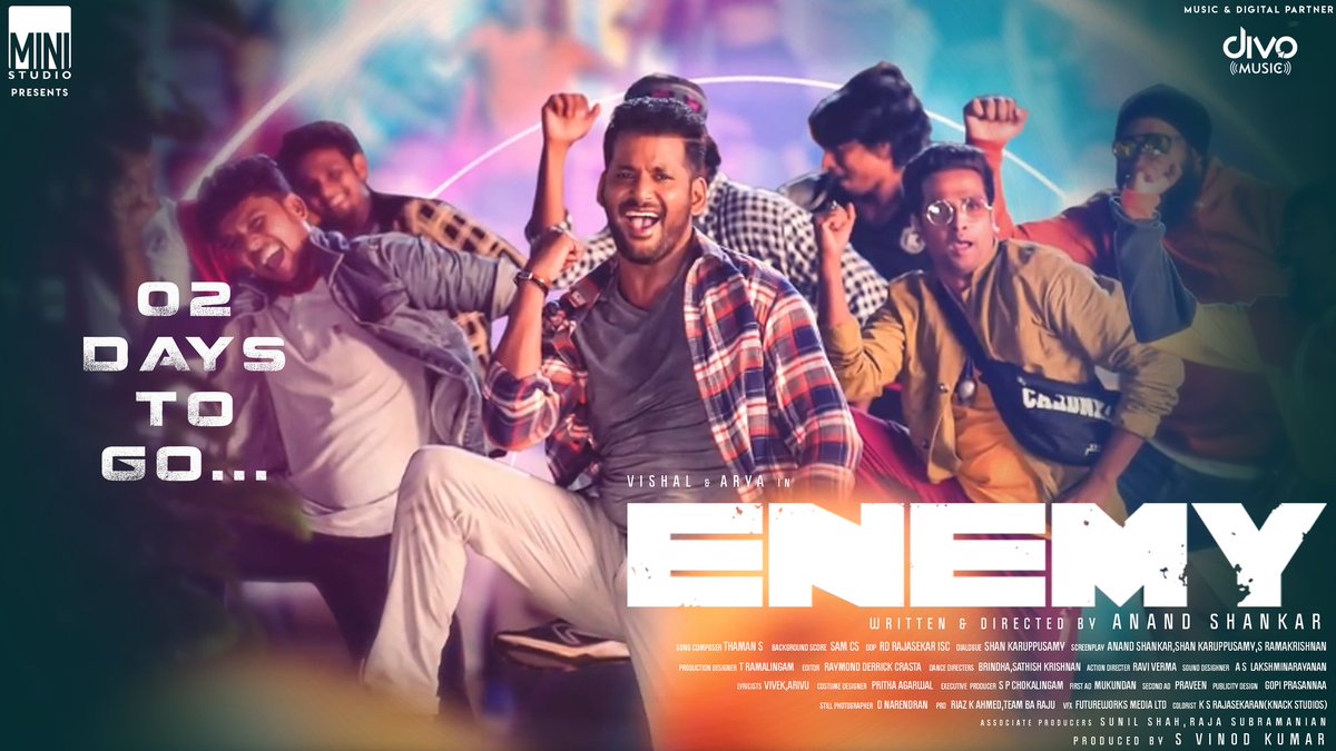 AIVishal_OFC's tweet photo. Celebrate Our Puratchi Thalapathy #Vishal and #Arya in #Enemy
#ENEMYfromDeepavali #Enemy02DaysToGo
Video Link 👉https://t.co/RmZbfVHwnz
Edit By:- @No1fanofVishal
@VishalKOfficial @arya_offl @mirnaliniravi @MusicThaman @mamtamohan @JoinPrakashRaj @anandshank @vinod_offl https://t.co/4fMdLxkXUB
