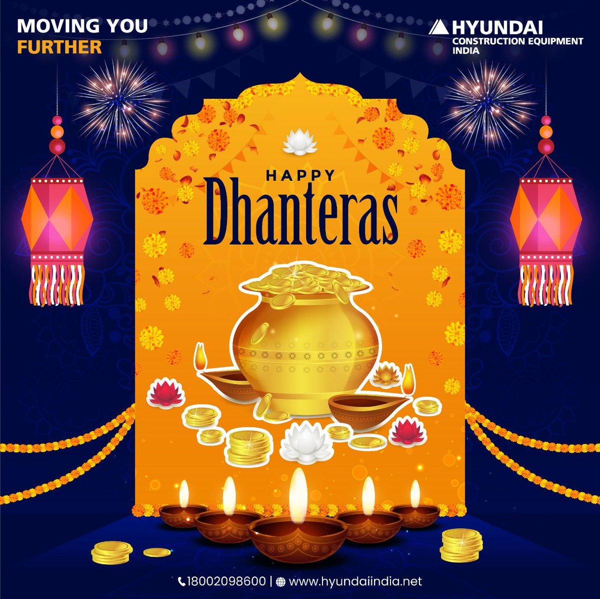 On the auspicious occasion of Dhanteras, May lord kuber and lord dhanvantri shower their blessings on you and your loved ones.
Hyundai CE India wishes everyone a very Happy Dhanteras.

#HappyDhanteras #dhanteras2021 #HyundaiExcavator #CrawlerExcavator #HydraulicExcavator