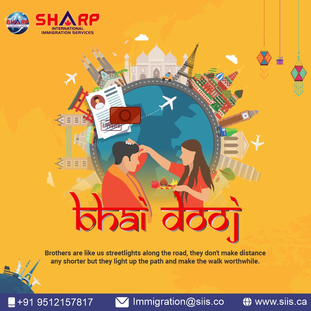 SharpImigration's tweet photo. May this #BhaiDooj 😍 add sweetness to your life and bring you infinite joy. May our wonderful relationship 💑 get stronger with time and tide.
👫🏻🎀 𝗕𝗲𝘀𝘁 𝘄𝗶𝘀𝗵𝗲𝘀 𝗳𝗼𝗿 𝗕𝗵𝗮𝗶𝗗𝗼𝗼𝗷! 👫🏻🎀
☎️+91-9512157817
@SharpImigration
#ImmigrationProgram #bhaidooj #celebrate https://t.co/A5g4XnsuB4