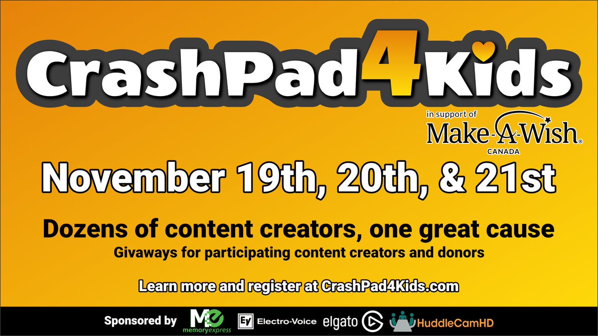 CrashKoeck's tweet image. We have to keep updating this banner because we keep getting amazing new sponsors!

More streamer and donor prizes being added almost daily!

Join us Nov 19/20/21 as we raise money for @MakeAWishCA with #CrashPad4Kids

Learn more and register at CrashPad4Kids.com