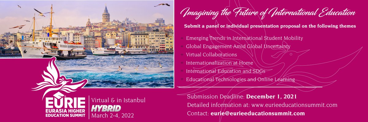 EURIESUMMIT's tweet photo. Do you have some best practices of #internationalization or new data/insights on #internationaleducation you want to share with your colleagues? Submit a panel or individual presentation to be a #EURIE2022 speaker. Details are on our website: https://t.co/nCpTMamae8
@drmaydin https://t.co/tbuSjwffYb