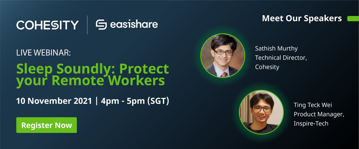 The image of having our data being weaponized by ransomware threatens every organisation’s continuity.

Join this webinar session with <a href="/Cohesity/">Cohesity</a> and #EasiShare!

Register Now - events.cohesity.com/458241103

#datamanagement #datagovernance  #enterprisefilesecurity #webinar