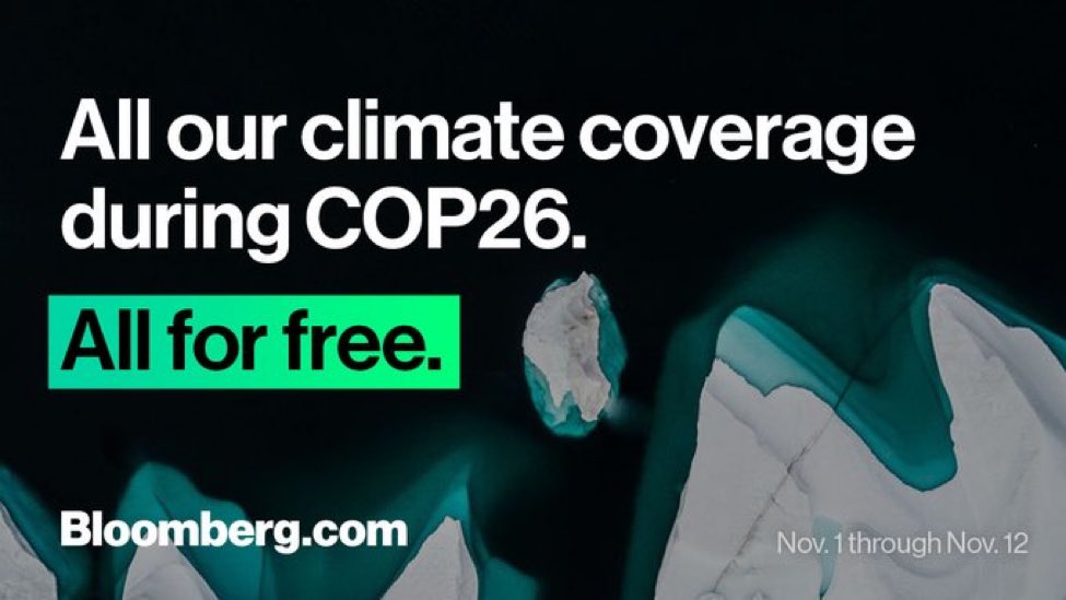 johnfraher's tweet photo. A reminder that Bloomberg Green’s climate coverage is free to read for all of #COP26

Click here for more https://t.co/tASpCPBLFo @climate https://t.co/Z2ZHLHpq8w