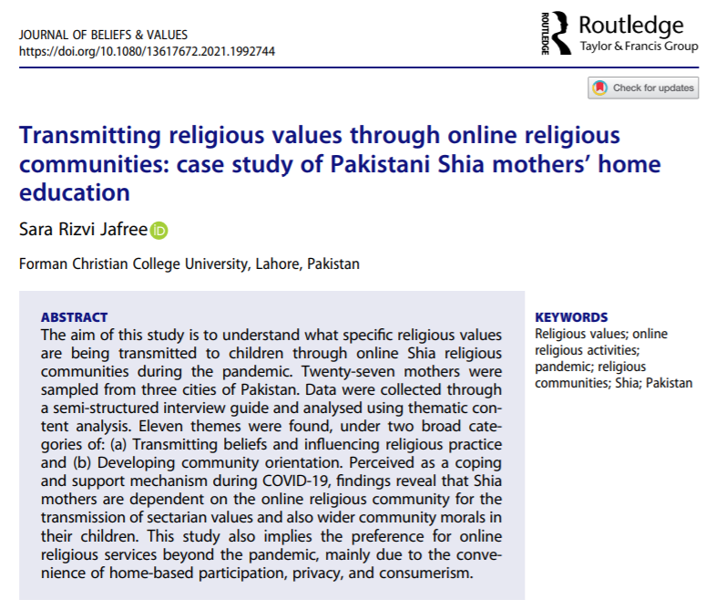 JafreeRizvi's tweet photo. Affiliation with online religious services can (i) assist in meaning-making/coping, (ii) promote preventive health, public health ethics, (iii) encourage interfaith communication & social welfare goals.
#soctwitter #shiatwitter #religion
@educationarena
https://t.co/Ymmc25Etpl https://t.co/OUZ0D9vk4p