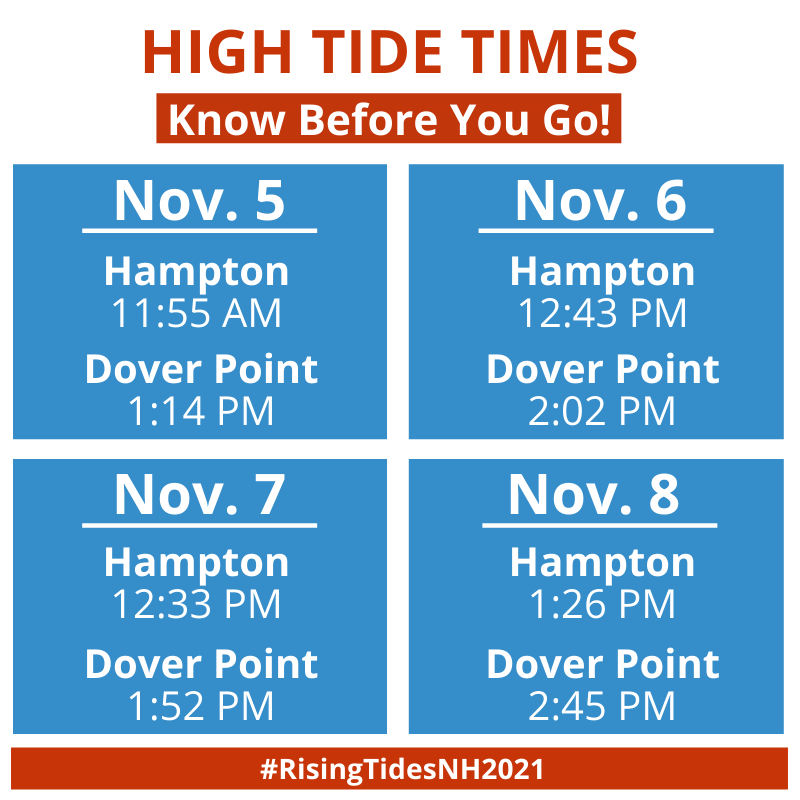 nhcaw's tweet photo. Know your high tide times for the #RisingTidesNH2021 photo contest and plan accordingly to capture images that will help New Hampshire visualize and prepare for future high tides as a result of sea-level rise. #GetSeaLevelWise https://t.co/QTgMYlH9Ad