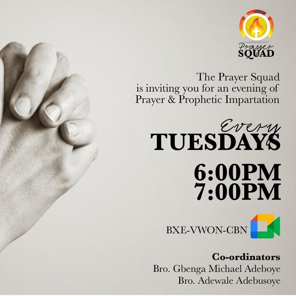 slassembly's tweet photo. Dearly beloved, we trust you're having the best of the day. Please join us at 6PM today on Google Meet for our #Tuesdayprayers.
Link🔗https://t.co/JmzNA1bydU
Kindly retweet, invite a friend & we look forward to having a time of sweet communionlagos.
#tuesdayvibe #tuesdaymoti https://t.co/KL1xZfizKL