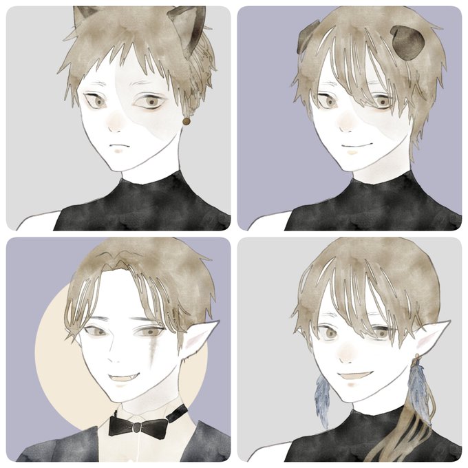 普段男の子描かないけど、描いたら萌えの自給自足ができることに気づきました。尊い…😇ちなみに私の一押しは左上の子です!!誰かの性癖に刺さったら嬉しい! 