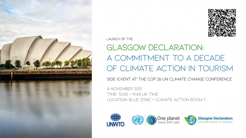 . See you at #COP26 on November 4th

✍️We will join the launch of the #GlasgowDeclaration: A Commitment To A Decade Of Climate Action In Tourism

To support the global commitment to halve emissions by 2030 & reach Net Zero as🔜 as possible before 2050

➕ℹ️unwto.org/event/cop-26-l…
