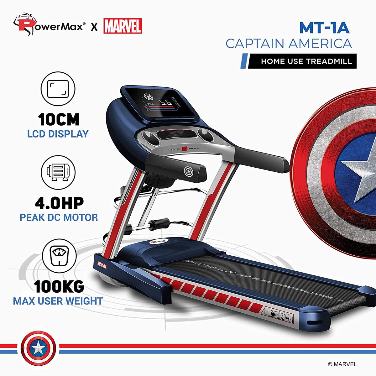 TreadmillIndia's tweet photo. Powermax X #Marvel  Iron Man Edition (4HP Peak) Smart Folding Electric Multifunction #Treadmill with Manual Incline, MP3, Speaker, DIY and Virtual Assistance, #exercise Machine for Home Gym and #Cardio  Training

https://t.co/2qCn90pEjS https://t.co/WHa9AAVceT