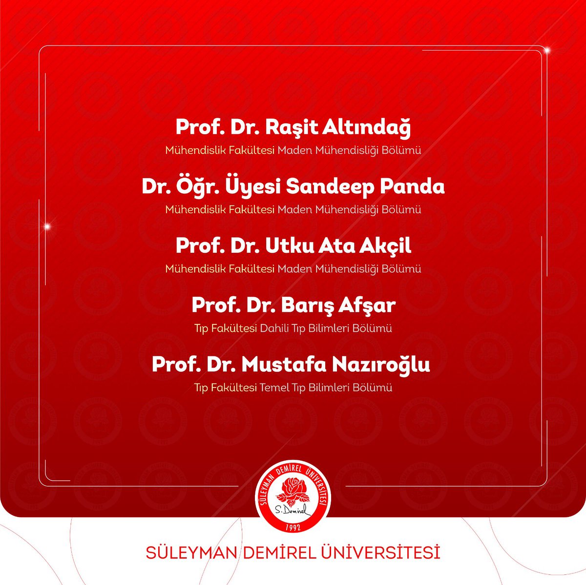 Stanford Üniversitesince yapılan araştırma sonucunda “Dünyanın En Etkili Bilim İnsanları Listesi” açıklandı. Listede Süleyman Demirel Üniversitesinden 15 bilim insanı, “Dünyanın En Etkili Bilim İnsanları Listesi”nde yer aldı. #sdü