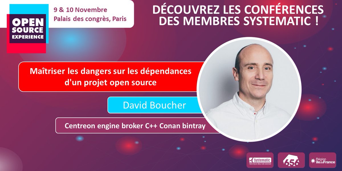 😊Les membres @Pole_Systematic interviennent sur @OSXP_Paris ! 📍Rendez-vous mercredi 10/11 avec David Boucher @CentreonFR pour 1 conférence 'Maîtriser les dangers sur les dépendances d'un projet #opensource' Inscription gratuite : bit.ly/3CCPVQx #monitoring #Cloud