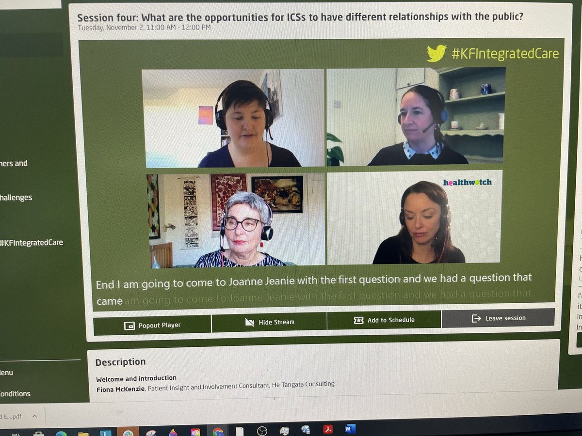 RIVIAM's tweet photo. Day Two #KFIntegratedCare  A brilliant discussion on what the opportunities are for ICSs to have different relationships with the public. @jen_jen_clark @HealthwatchE https://t.co/27WcDAsqMB