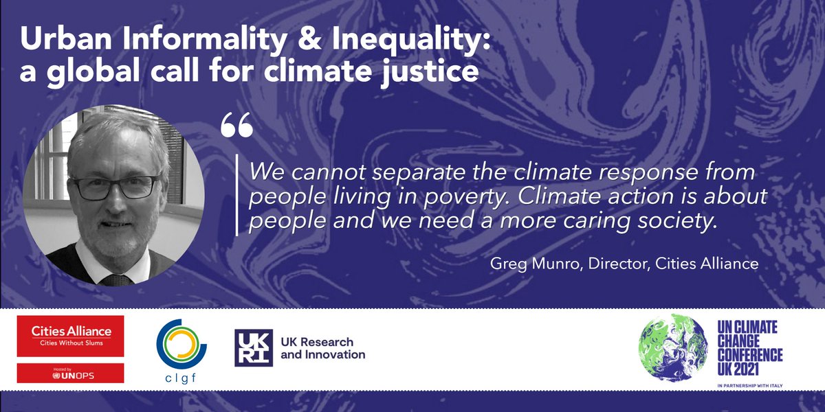 👂 What we need to achieve #ClimateJustice, key lessons from today's session at <a href="/COP26/">COP26</a>: 

➡️Empower #localgov
➡️Get #funding from the global North to the global South, from national to local govs, and from local gov to #InformalSettlements
➡️Work in #partnership w/our communities