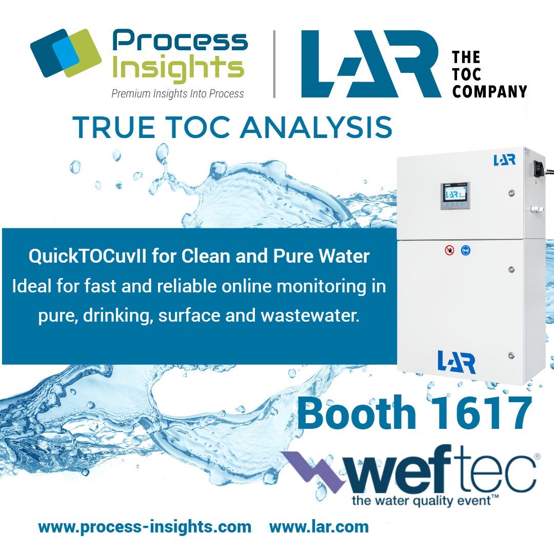 ProcessInsights's tweet image. We are looking forward to showing you the NEW slim design Total Organic Carbon (TOC) analyzer with UV persulfate oxidation, QuickTOCuvII, at #WEFTEC2021.  Stop by Booth 1617.  ow.ly/NGZ350GnZBp

#wateranalysis #lar #processinsights #toc