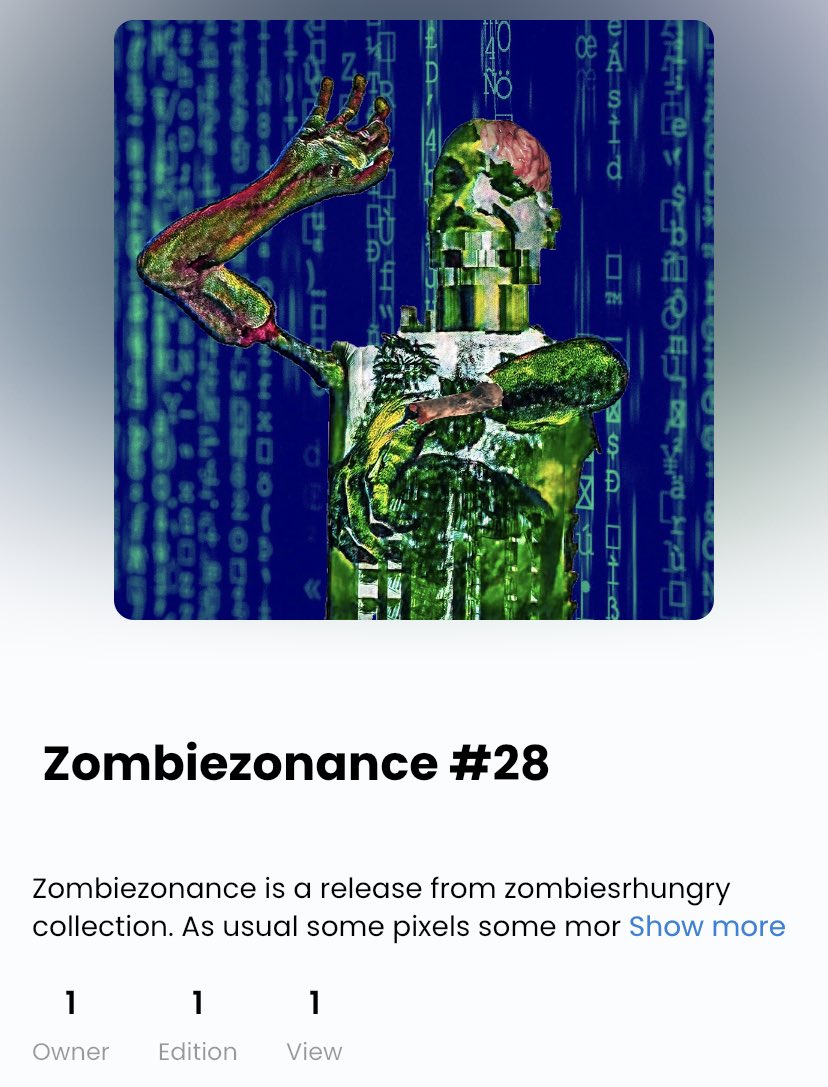 zombiesrhungry's tweet photo. @valleyTheCat GRRRO0o0D MORRRNINGgggG!.?!.? Brains #zombiedatingproblems #NFTCommunity #nftcollector #APENFT #dogecoin #AMCweBUYandHODL https://t.co/P1O4PzsXLA