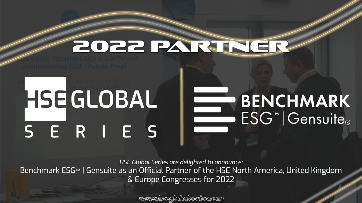 HSEGlobalSeries's tweet photo. We are thrilled to announce 
@BM_ESG_Gensuite
 as an official partner of the HSE North America, United Kingdom &amp; Europe Congresses for 2022! 

More Information: https://t.co/3Uer43XbYX 

#HSEGlobalSeries #BenchmarkEGS #Gensuite #Partner #HSE #UnitedWeAre https://t.co/dAfaFNRToL