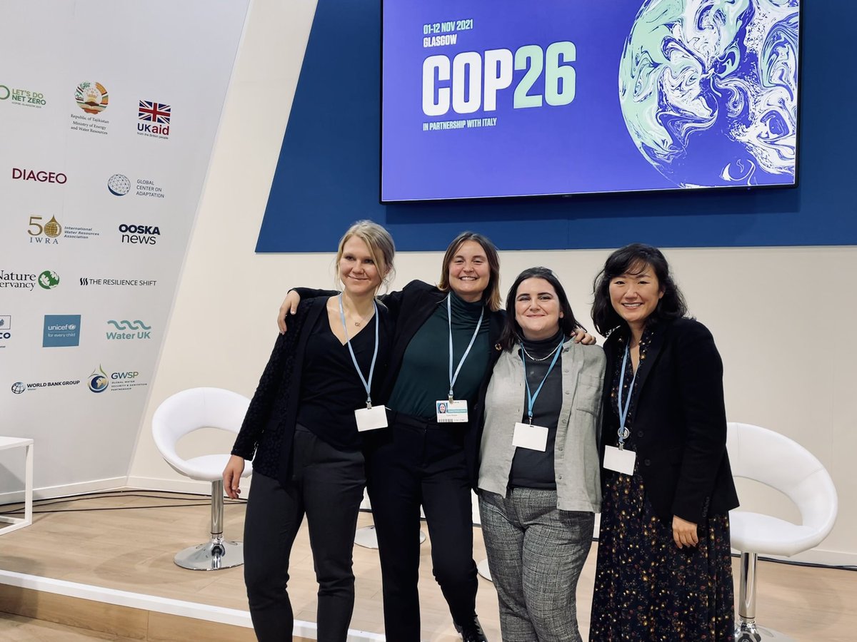 siwi_water's tweet photo. When we say “We are at #COP26”, who are we? If you come to the Water Pavilion you will meet Tove, Sarah, Georgette (me) and Jen!

We are here with over 30 orgs to make sure water has a united voice at @COP26💧 

#Water4Climate

Watch LIVE ➡️ https://t.co/2OIPn2Hlqt https://t.co/gZXeNl030Y