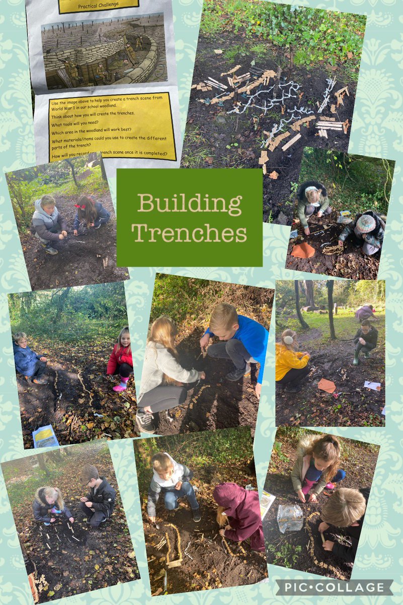 ByneaSchool's tweet image. Year 5 are having a fantastic time in the school woodland building trenches from. WW1. #fallenfields #Wellbeing @Cornerstonesedu @PoppyLegion