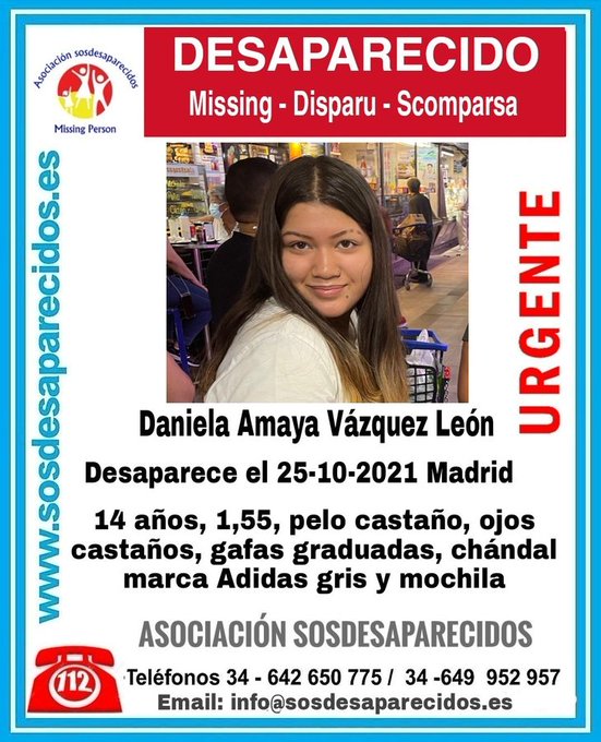 guardiacivil's tweet image. 🆘#MuyUrgente⚠
Esta es Daniela, una #menor que ha #desaparecido en  #Madrid
¿La has visto?
☎️062
☎️091
☎️112
Tu RT no cuesta nada y ayuda mucho