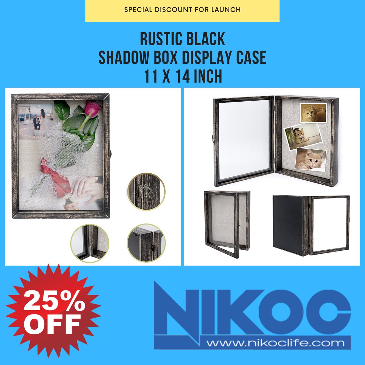 nikoclife's tweet photo. Rustic Black Shadow Box 11×14 Inch​

Product Highlights  
✔Product Size: 11 x 14 inch and 1.8 inch interior depth, 2.75 inch outer thickness  
✔Color: Rustic Black  
✔Durable Rustic Solid Pine Wood Frame  
✔Rustic Retro horn lock door design  
✔Rustic Metal Hinges https://t.co/bR7Rg3yg4G
