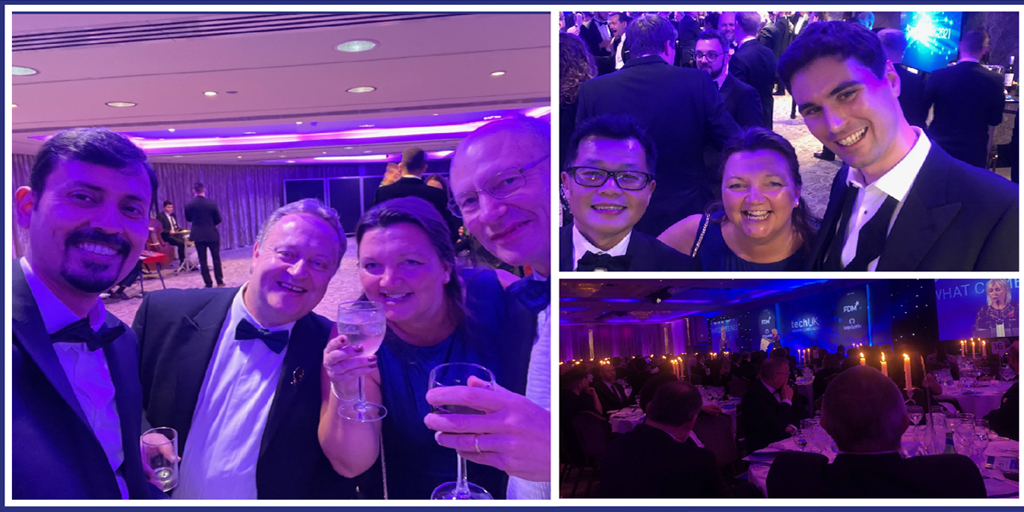 Abhishek Singh, @SteveLatchem, Katie Rogers and Paul Anderegg were delighted to attend the <a href="/techUK/">techUK</a>  Annual Dinner last night in #London. The virtual space has been a good friend over the past 18 months but it was great to be back in a physical environment with so many #tech firms