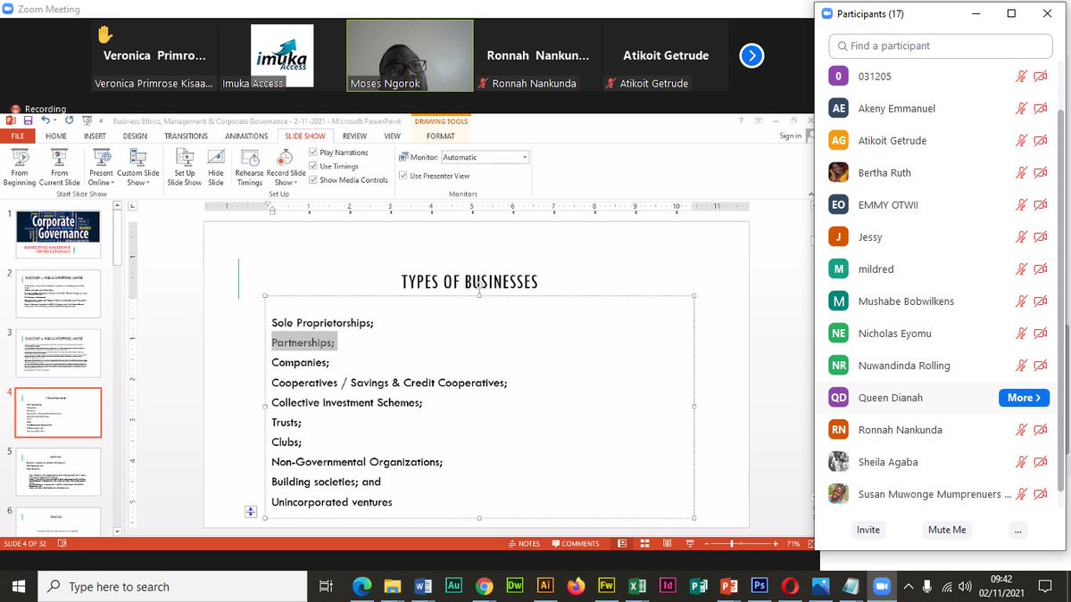 ImukaAccess's tweet photo. #PitchfestUg #Week2Training. This week #LegalAccelerator courtesy lead by @ngorok a Corporate and Commercial lawyer, covering Business Ethics, Management and Corporate Governance. https://t.co/wQSJGKqThs