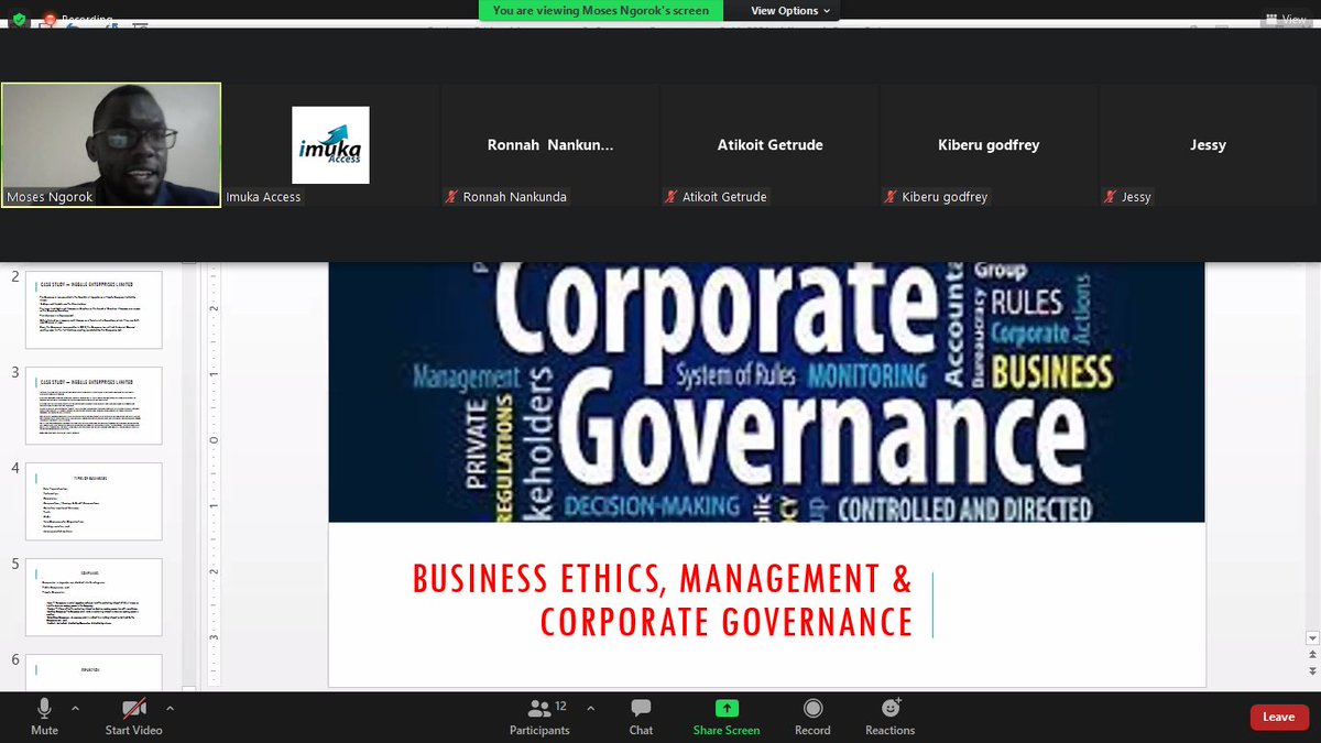 ImukaAccess's tweet photo. #PitchfestUg #Week2Training. This week #LegalAccelerator courtesy lead by @ngorok a Corporate and Commercial lawyer, covering Business Ethics, Management and Corporate Governance. https://t.co/wQSJGKqThs