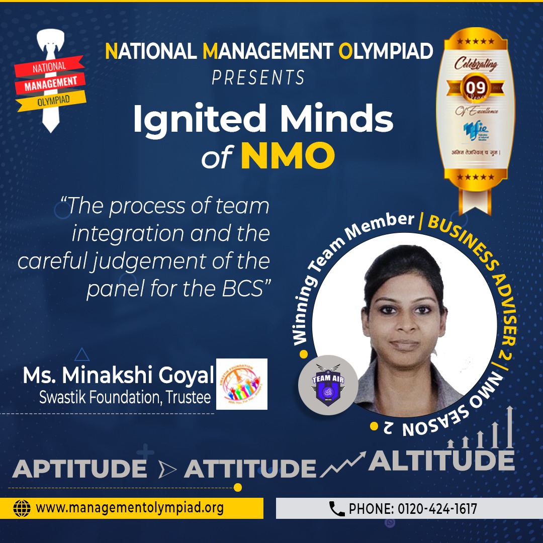 managementolymp's tweet photo. Our today's Ignited mind of NMO is Ms. Meenakshi Goyal.
We wish Ms. Meenakshi all the very best for her future.
#NationalManagementOlympiad #OnlineOlympiad #ManagementOlympiad #ManagementCompetition #NMO #IgnitedMindsOfNMO https://t.co/1ckTywOkUk