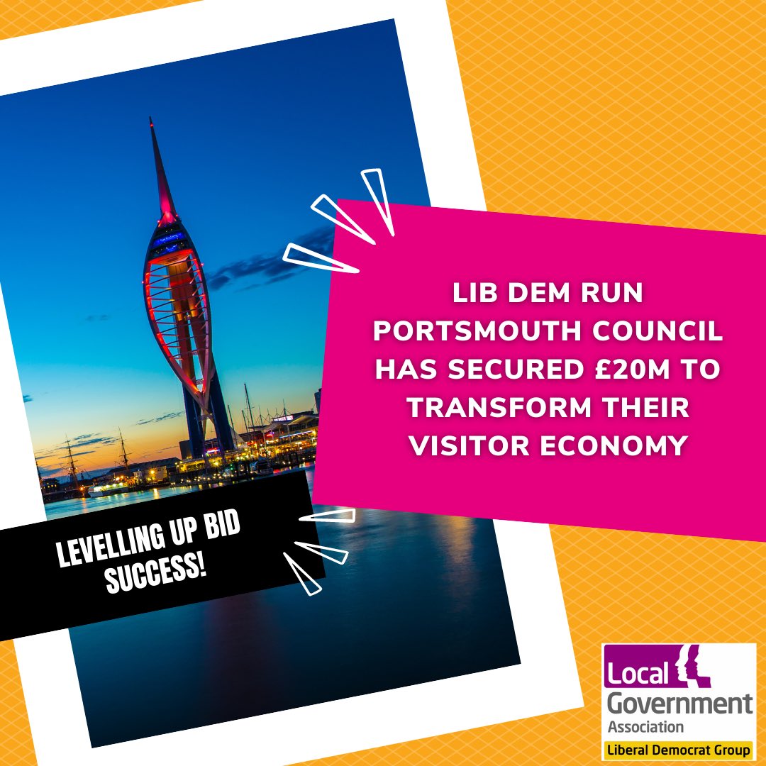 LGA Lib Dems (@libdemlocalgov) on Twitter photo Well done to Lib Dem Leader of Portsmouth Council <a href="/geraldvjuk/">Gerald Vernon-Jackson 🔶️</a> and <a href="/portsmouthld/">Portsmouth Lib Dems 🔶️</a> for your hard work in your bid for levelling up funding! Well done to Lib Dem Leader of Portsmouth Council <a href="/geraldvjuk/">Gerald Vernon-Jackson 🔶️</a> and <a href="/portsmouthld/">Portsmouth Lib Dems 🔶️</a> for your hard work in your bid for levelling up funding!