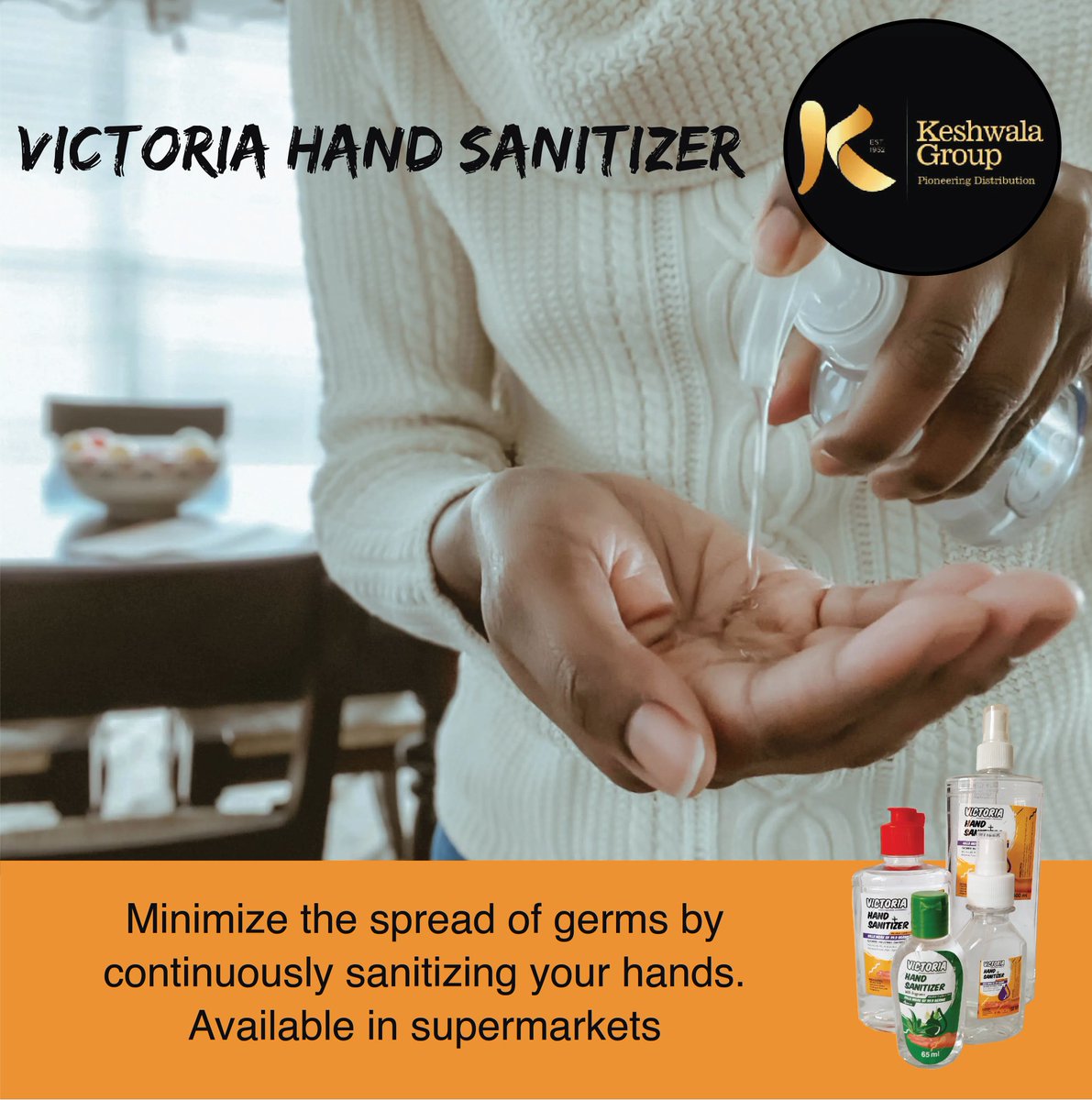 Keshwala_Group's tweet photo. Minimize the spread of germs/viruses.
👉Move with at least a portable #Victoria hand sanitizer and sanitize always.

It's available in Supermarkets
#Victoriahandsanitizer #Keshwalagroup #SanitizeAlways https://t.co/ABPiUxxoFS
