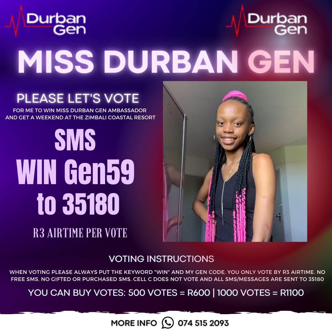 Slie_M006's tweet photo. Please vote for my niece🙏❤️ #DurbanGen #MissDurbanGen https://t.co/nCc6R9b8FN
