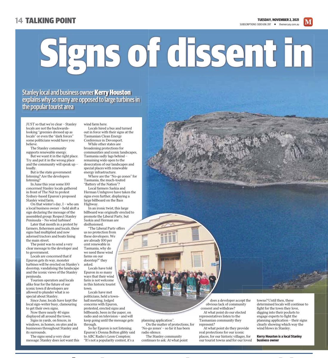 Respect4Stanley's tweet photo. The Stanley community supports renewable energy. But we want it in the right place. Epuron go home. #energy #epuron #cleanenergy #renewables #politas #greenenergy https://t.co/2Y3gFqTQWC