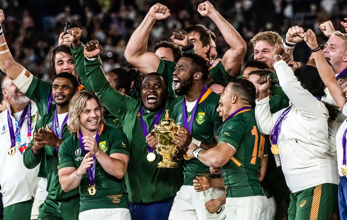 ASICS_ZA's tweet photo. A great throwback indeed - 2 years of greatness, 2 years of pride, 2 years of being the World Cup Champions, crowned on this day in Yokohama, 2019. 

#StrongerTogether #StrongerForever #ThreadofaNation #ASICSRugby https://t.co/Aw2ArA3HWf