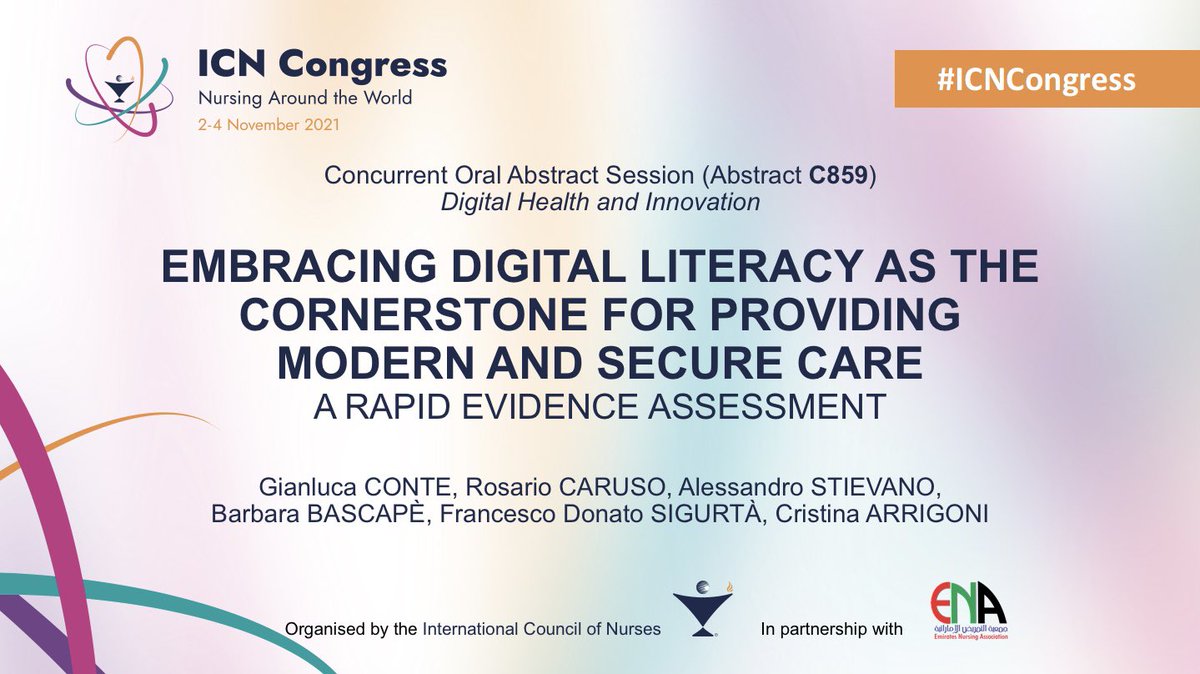 The #ICNCongress 2021 “#Nursing Around the World” has finally arrived 🌍 What a fantastic opportunity to learn from one another, dear @ICNurses colleagues! Also, don't miss our Concurrent Session [Abstract C859] (special thanks to @utenterox and @astievano) 👇👇👇