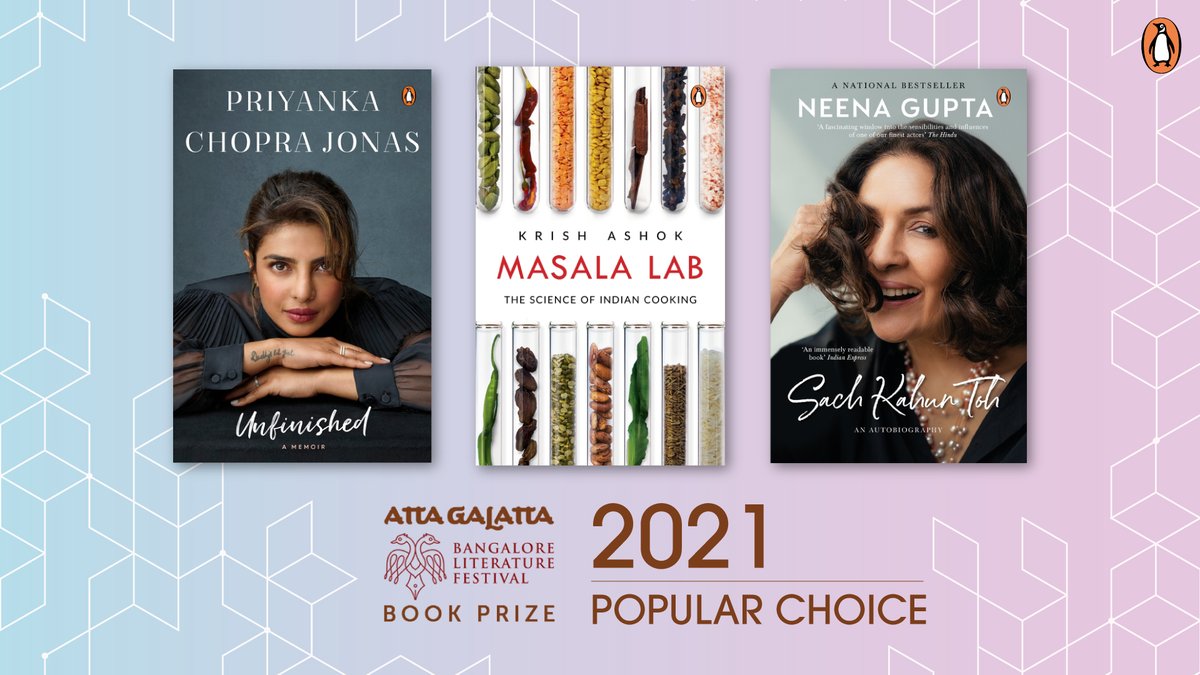 PenguinIndia's tweet image. Vote for your favorite book now!

@AttaGalatta #Unfinished @priyankachopra #MasalaLab @krishashok #SachKahunToh @Neenagupta001 

agblfprize.in/shortlist2021.…