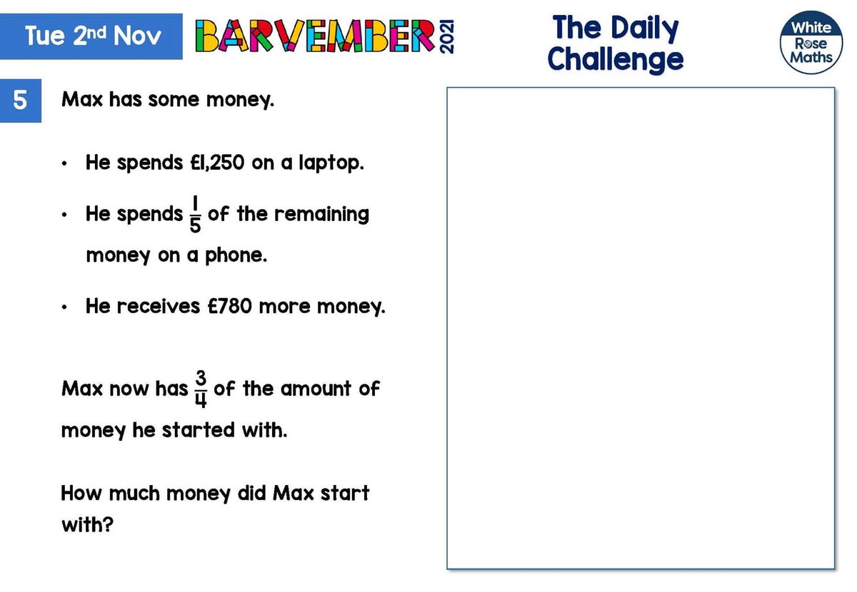 Mrs Aslam is looking forward to the challenge of the day with year six this morning. #Barvember #whiterosemaths