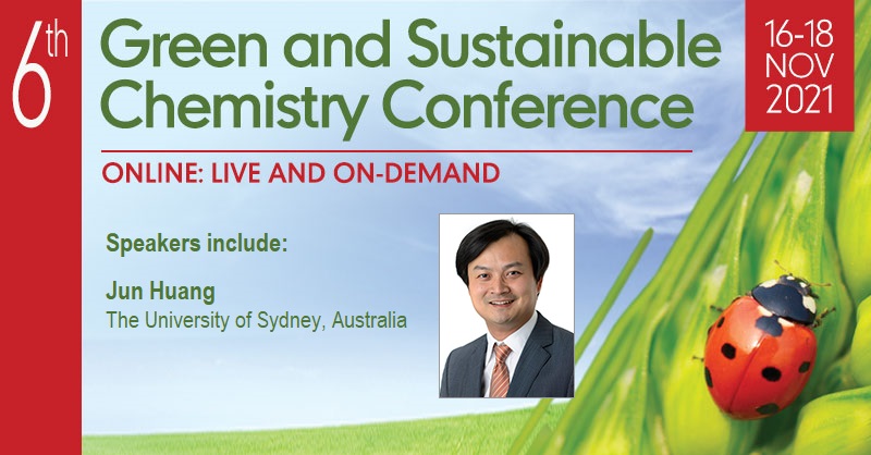 Prof. Dr. Jun Huang <a href="/HuangGroupUSyd/">Jun Huang</a> will be discussing sustainable technologies for energy conversion and storage at #GreenChem2021. Download the full program and register your attendance at: spkl.io/60134OV5t #GreenChemistry