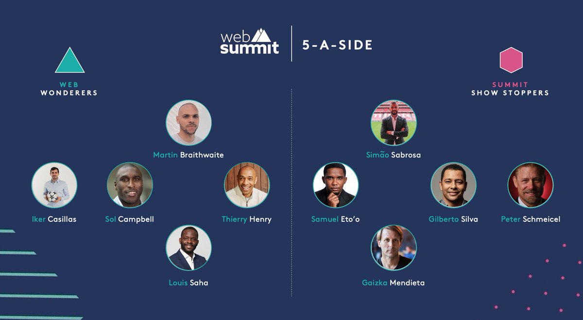Sooo looking through the ex or current footballer Web Summit speakers… let’s make it happen <a href="/WebSummit/">Web Summit</a>?

 #WebSummit #WebSummit2021 <a href="/GilbertoSilva/">Gilberto Silva</a> <a href="/louissaha/">Louis Saha</a> <a href="/GaizkaMendieta6/">Gaizka Mendieta</a> <a href="/IkerCasillas/">Iker Casillas</a> <a href="/MartinBraith/">Martin Braithwaite</a> <a href="/SamuelEtoo/">Samuel Eto'o</a>