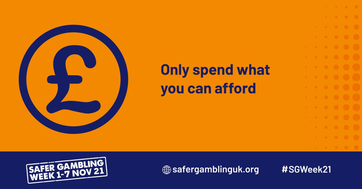 Only spend what you can afford. Reaching your limit and playing on anyway is not a good idea - safergamblinguk.org 

#SGWeek21