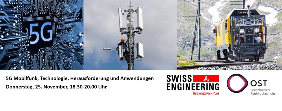 ChristianVils's tweet photo. 5G Mobilfunk, Technologie, Herausforderung und Anwendungen an der OST Rapperswil Jona, Do. 25. Nov, 18.30-20.00h. Anmeldung: https://t.co/5oXEA9KA3k #SwissEngineering #SwissEngineering_stv #Ingenieur #Ingenieurin #Ingenieurinnen #Ingenieure #ZHAW #ETH #ost_fh #5GMobile #5GSalt https://t.co/yM2FJDDBDy