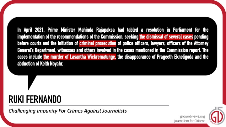 groundviews's tweet photo. Challenging Impunity For Crimes Against Journalists by Ruki Fernando

Read the full article here:
https://t.co/AN4lxUNBcl… #LKA
#SriLanka #HumanRights #media #EndImpunityAgainstJournalists https://t.co/hasOaJPfjE