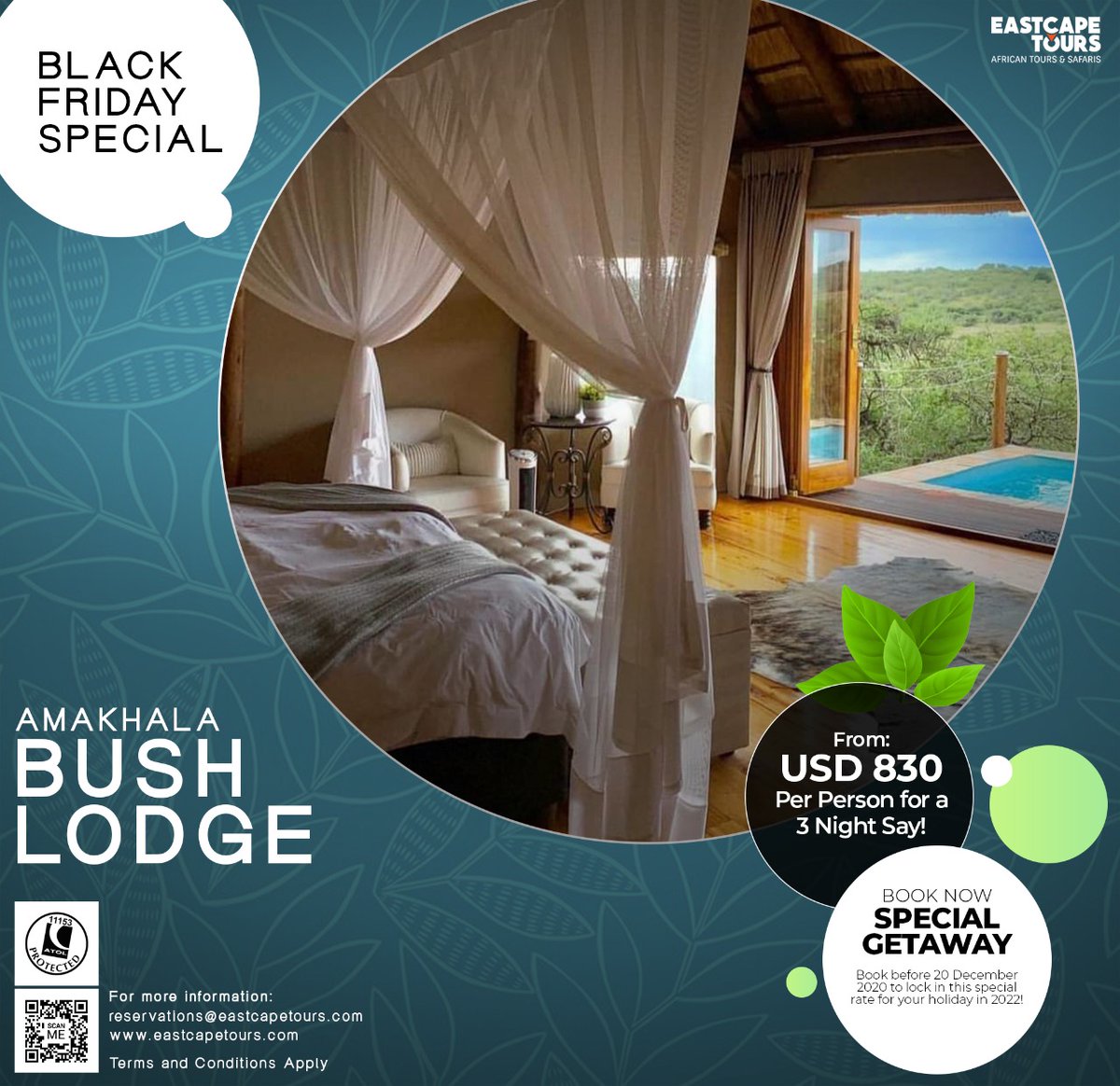 Super Black Friday special 
Spend 3 nights at the fantastic Bush Lodge on Amakhala Game Reserve.
From: $830 per person
Contact East Cape Tours today to make your booking. 
Email: reservations@eastcapetours.com
Website:eastcapetours.com
 #visitSA #eastcapetours